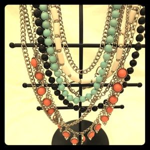 Necklace *turquoise*coral*white*black*silver*